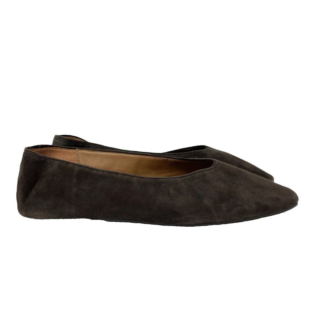 Madewell Mylie Ballet Flats Womens 11 Brown Suede Slip On Square Toe NX050